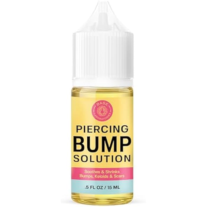 BASE LABORATORIES Piercing Bump Solution & Keloid Bump Removal | Soothing Piercing Aftercare for Piercing Bumps & Keloid Scar Removal | Ear & Nose Keloid Bumps Piercing Aftercare Solution Oil | 0.5 oz - Image 1